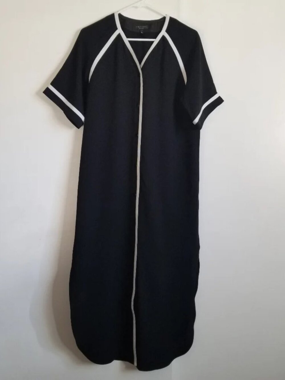 Rag & Bone Black White Shirt Dress Snap Front Long Small